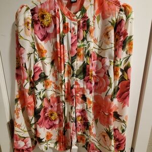 Express Floral Blouse - Pink and Orange